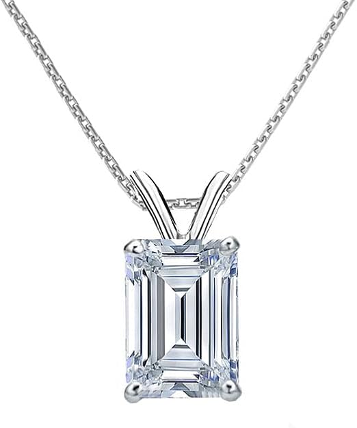25ct to 5.00 Carat Round Brilliant Solitaire Lab-Grown Diamond Solitaire Pendant Necklace in 14k Yellow, White or Rose Gold With 18" Gold Chain