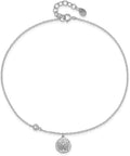 Sterling Silver Cubic Zirconia and Sand Dollar Anklet 9"