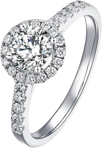 Aienid Pinky Rings Moissanite Wedding Rings for Women White Gold Round Size 4 Elegant for Aunt Mothers Day Jewelry