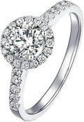 Aienid Pinky Rings Moissanite Wedding Rings for Women White Gold Round Size 4 Elegant for Aunt Mothers Day Jewelry