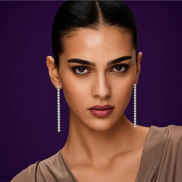 Dangling Diamond Earrings for Women | 10K Solid Gold Lab Grown Diamond Earrings | Ideal Gift for Her