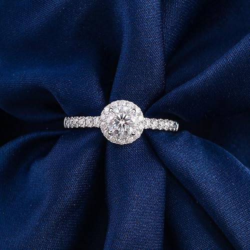 Aienid Pinky Rings Moissanite Wedding Rings for Women White Gold Round Size 4 Elegant for Aunt Mothers Day Jewelry