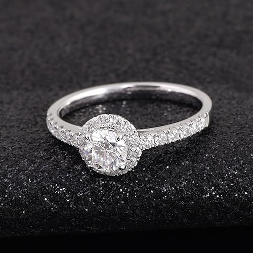 Aienid Pinky Rings Moissanite Wedding Rings for Women White Gold Round Size 4 Elegant for Aunt Mothers Day Jewelry